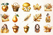 Watercolor Gold Autumn Clipart, an Illustration by Rose Art (Thumbnail 3 of 4)