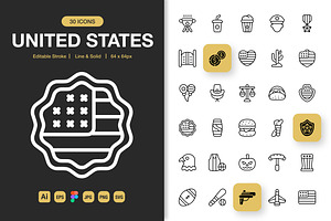 United States Icons, an Icon by Spacepixel Creative