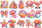 Brushstroke Neon Summer Clipart, an Illustration by OK Design (Thumbnail 3 of 6)