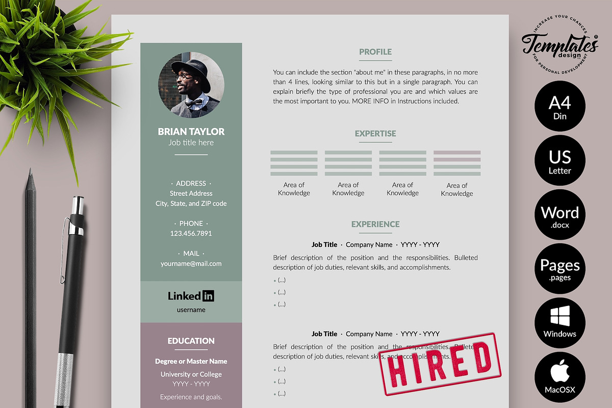 Modern Resume Design / CV - Brian, a Resume Template by Templates Design Co. (Photo 1 of 17)