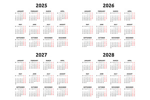Calendar 2025, 2026 and 2032, a Graphic by Volyk