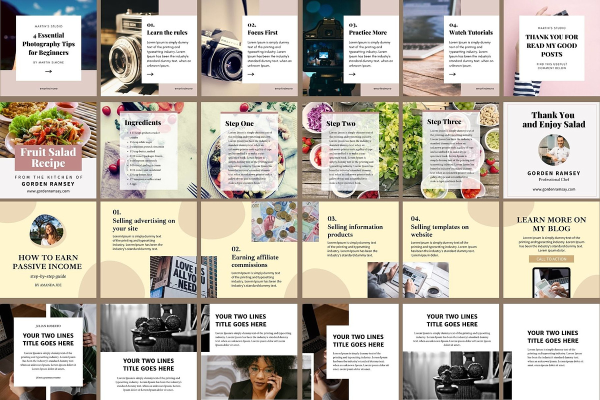 180 Instagram Carousel Bundle CANVA, a Social Media Template by bonadigitals (Photo 7 of 12)