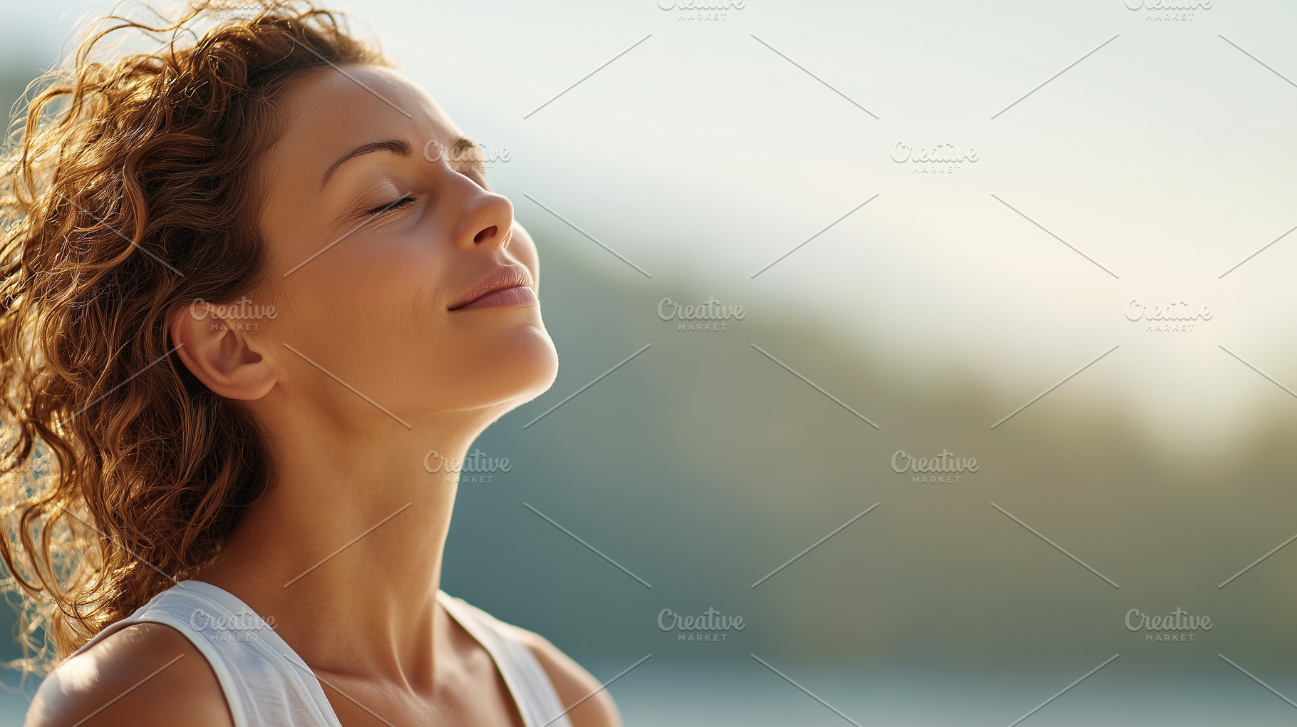 Serene young woman with closed eyes, a Person Photo by MistyDay