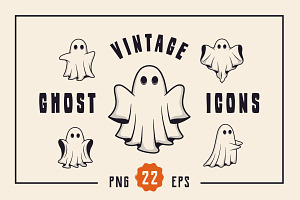 Cute Vintage Ghosts - 22 Icons
