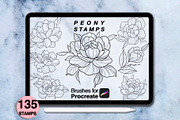 135 procreate peony stamps, a Brush Add-On by Arts For Peace (Thumbnail 5 of 10)