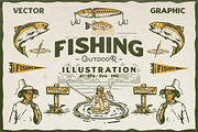 Fishing Outdoor Illustrations, an Object Illustration by Oldden Works (Thumbnail 1 of 11)