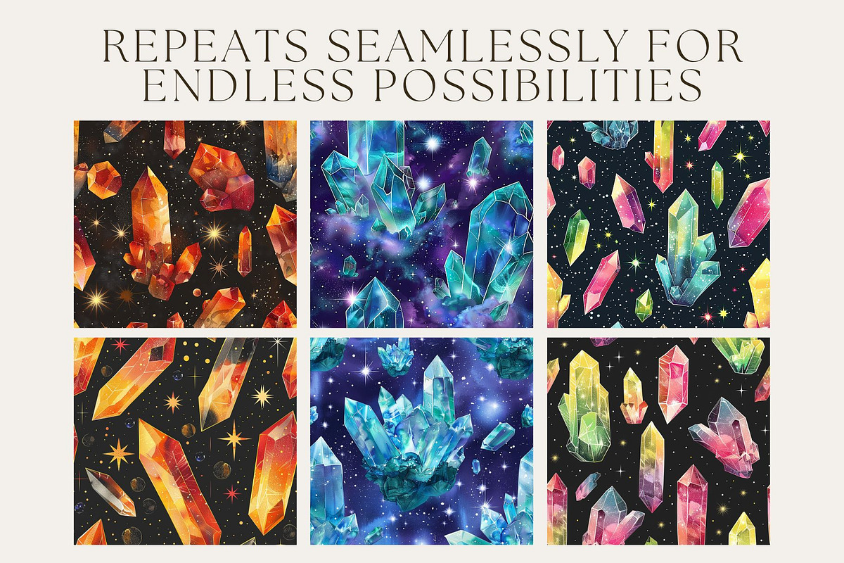 12 Nova's Crystals Seamless Patterns, a Pattern Graphic by Inknfolly (Photo 3 of 7)