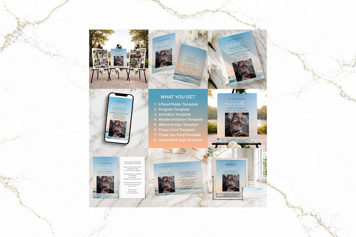 Funeral Bundle Canva FR011, a Stationery Template by TyphoonStudio (Photo 2 of 12)