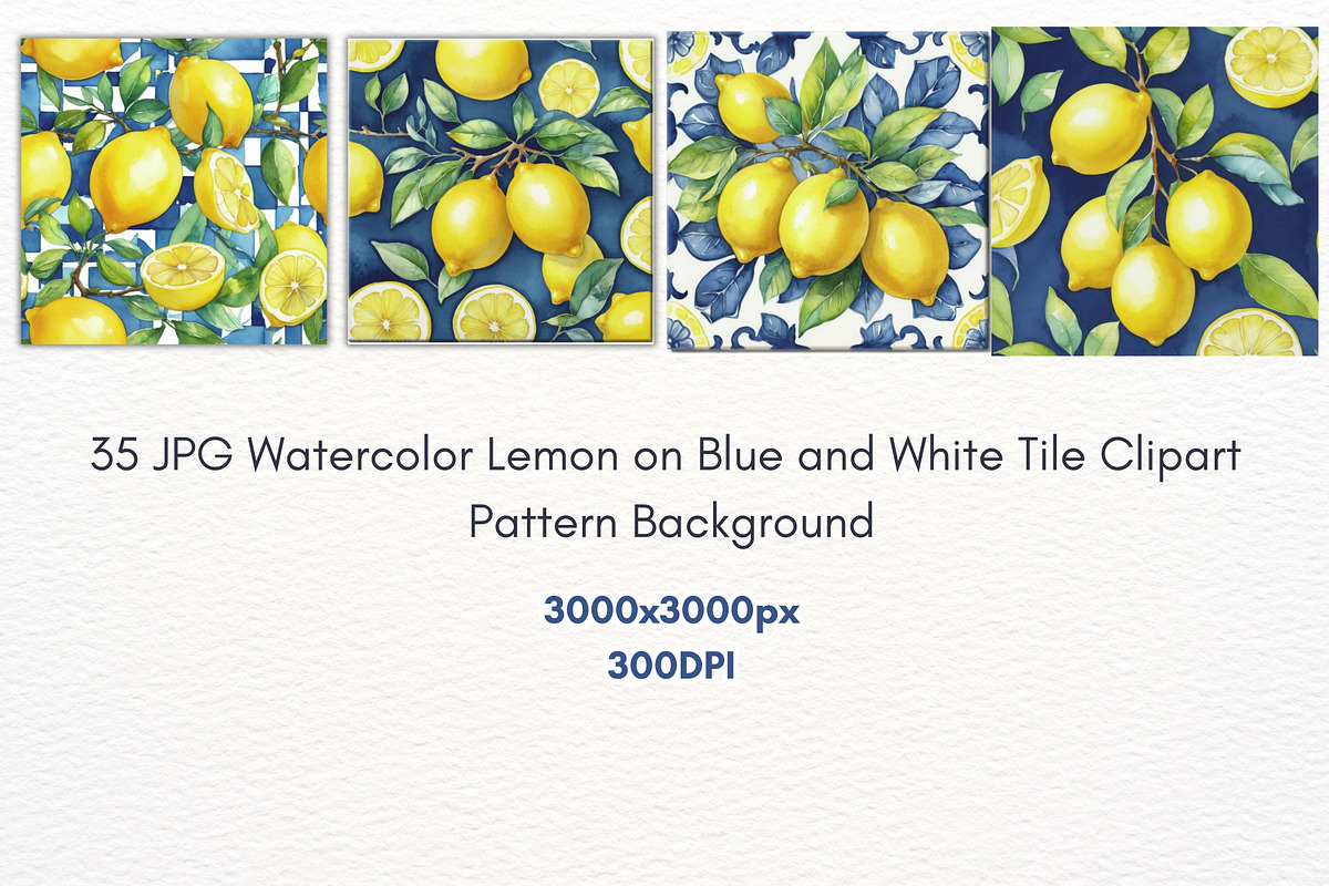 35JPG WATERCOLOR LEMON BLUE TILE, a Background Graphic by Vachira Digital Studio (Photo 4 of 4)