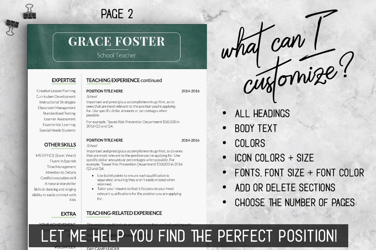 Teacher Resume Template / Teacher CV, a Resume Template by LevelUpResume (Photo 4 of 5)