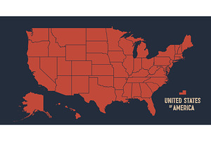 USA Map. Poster map of United States, an Illustration by Foxys Graphic