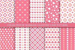 Vector Seamless Hearts Patterns