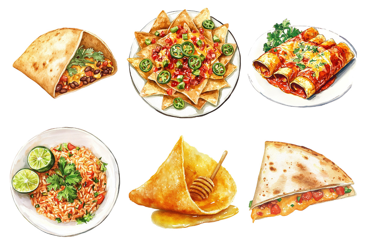 Watercolor Mexican Food Clipart, an Illustration by Daily.Designs (Photo 2 of 5)