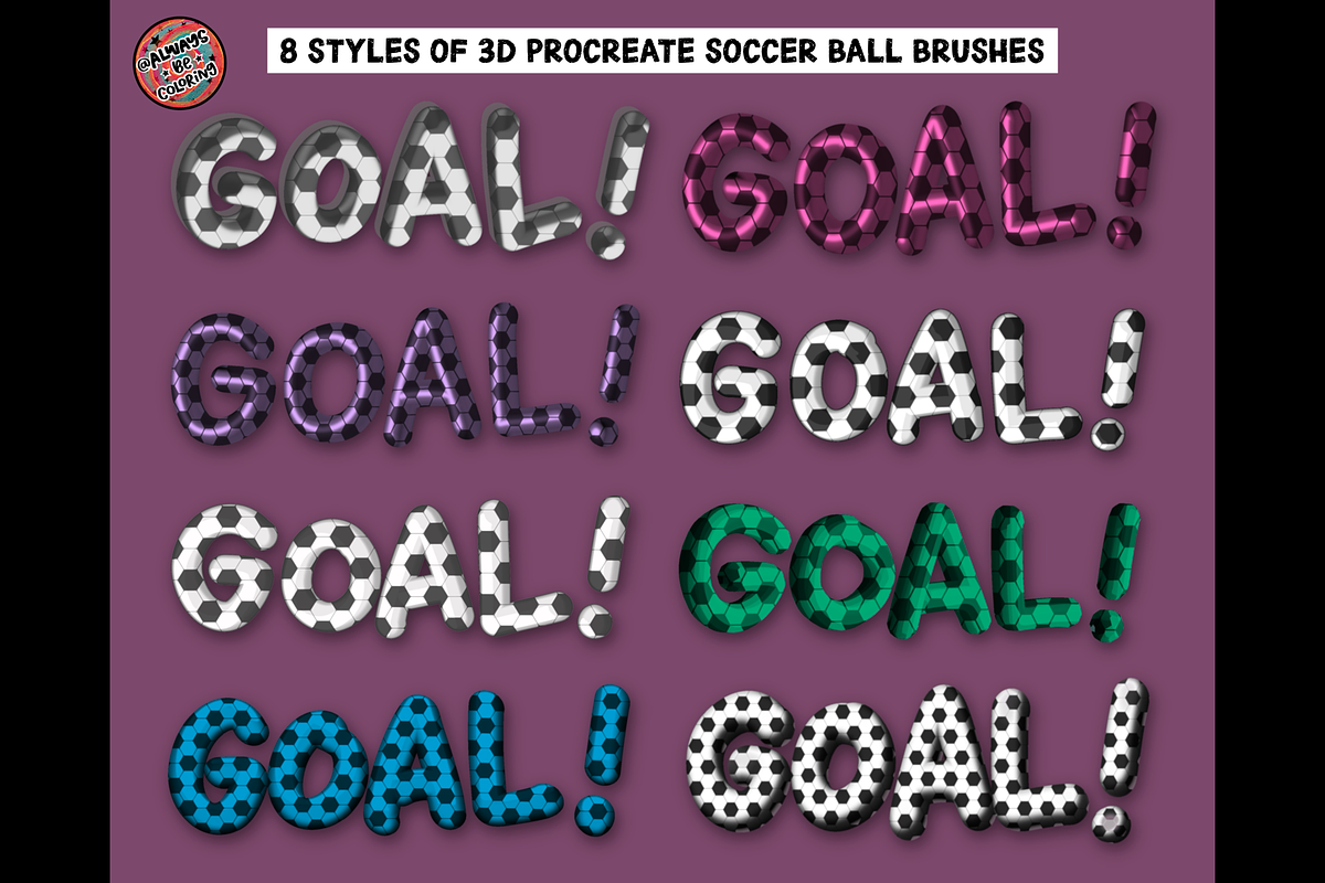 Procreate 3D Soccer Lettering Set, a Brush Add-On by AlwaysBeColoring (Photo 4 of 14)