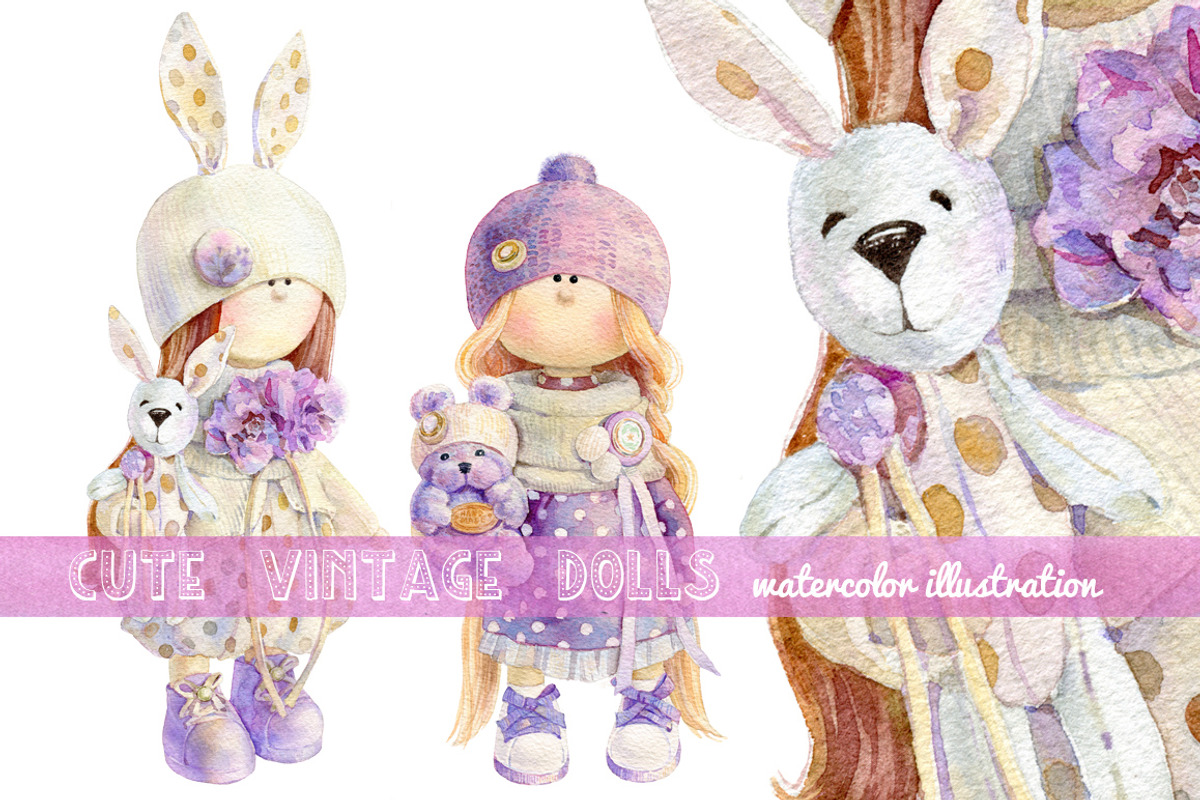 Cute vintage dolls set, a Graphic by Natasha Koltsova (Photo 1 of 3)