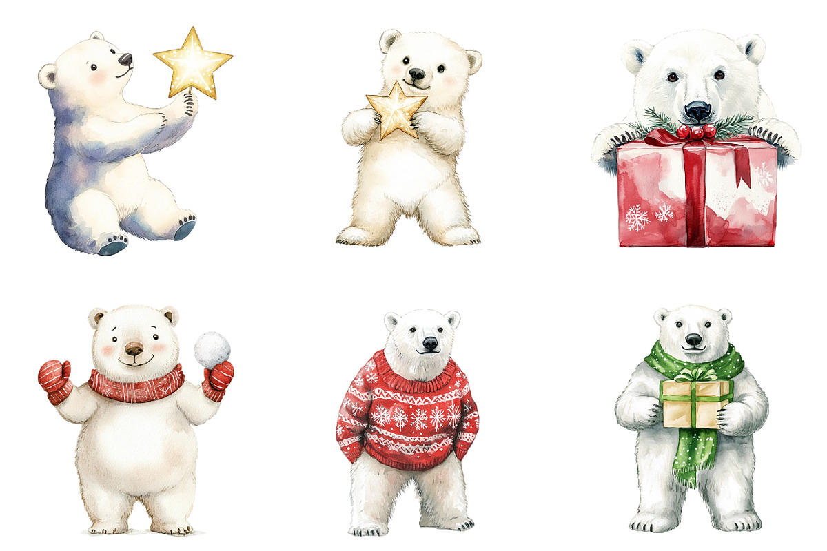 Christmas Polar Bear Clipart, a Graphic by CitraGraphics (Photo 3 of 4)