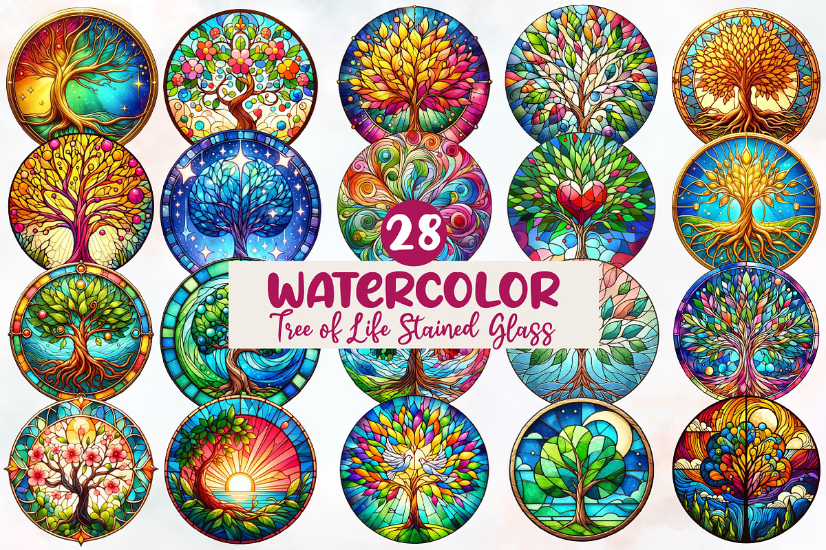 Tree of Life Stained Glass Clipart, an Illustration by Designworld (Photo 1 of 6)
