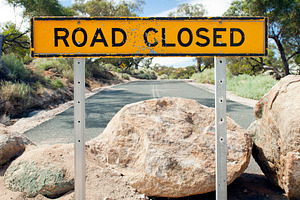 Road Closed Sign, an Abstract Photo by THP Creative