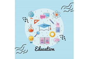 education lettering and supplies, an Education Illustration by studiogstock