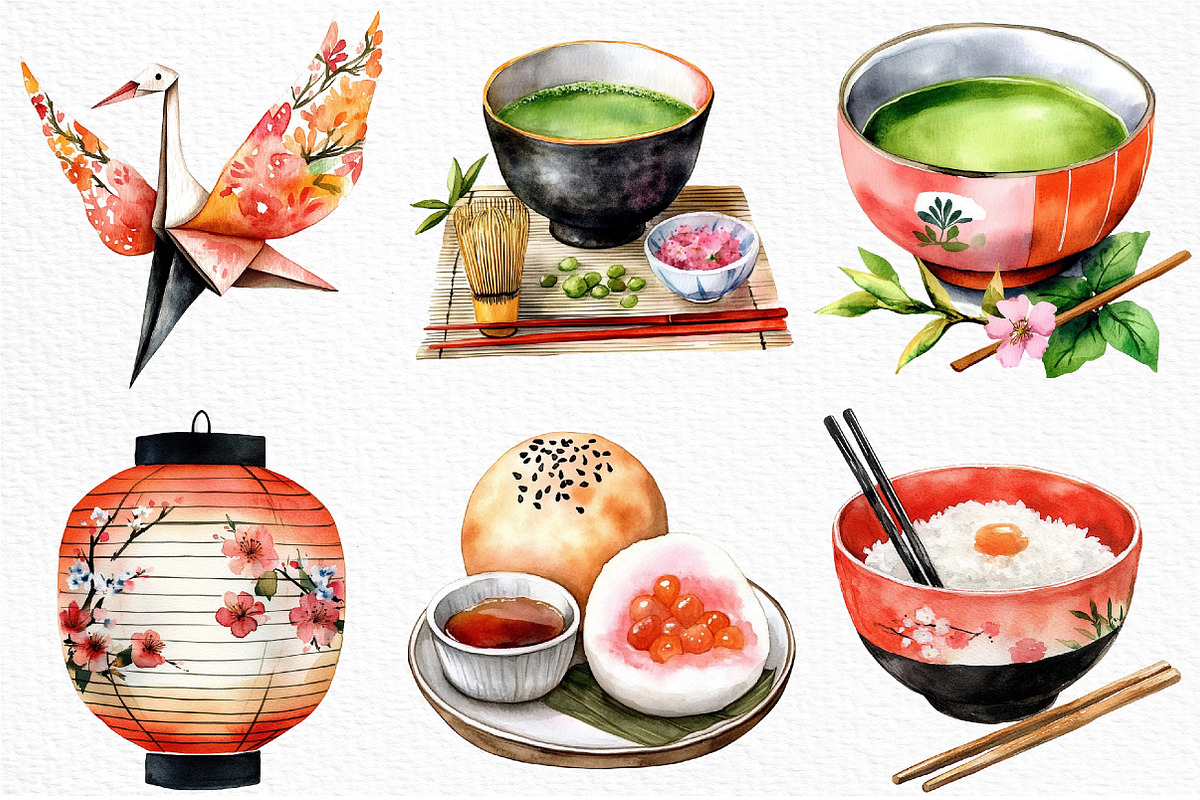 Watercolor Japan Clipart PNG, an Illustration by Craft Nest (Photo 5 of 12)