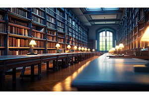 shelves blurry library ai generated, a School & Education Photo by pikepicture