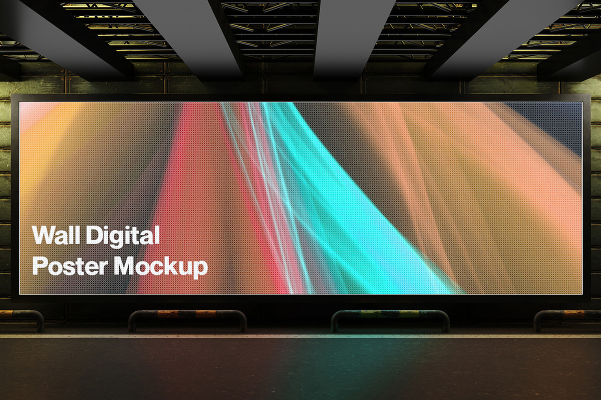 Wall Digital Screen & Poster Mockup, an Advertising Mockup by Symie Design (Photo 2 of 5)