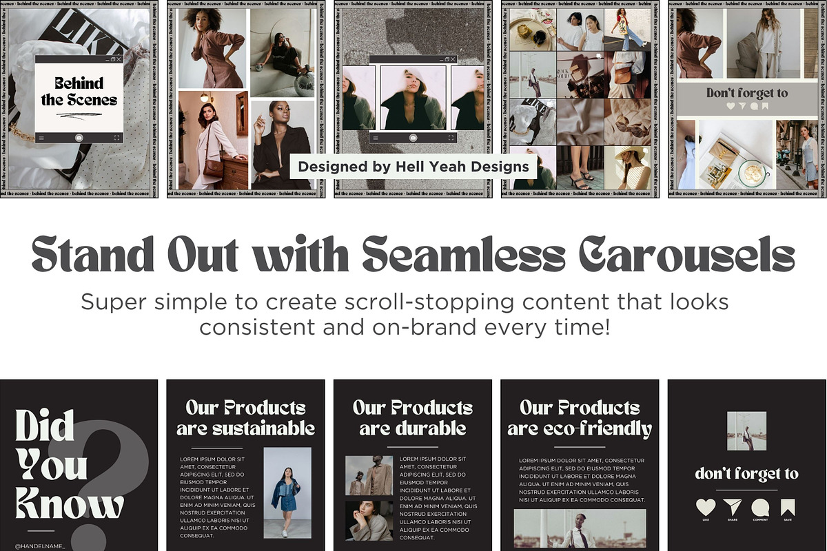 Monochrome Instagram Carousel Posts, a Social Media Template by Hell Yeah Designs (Photo 3 of 10)