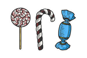 Lollipop Sugar Candies Set Sketch