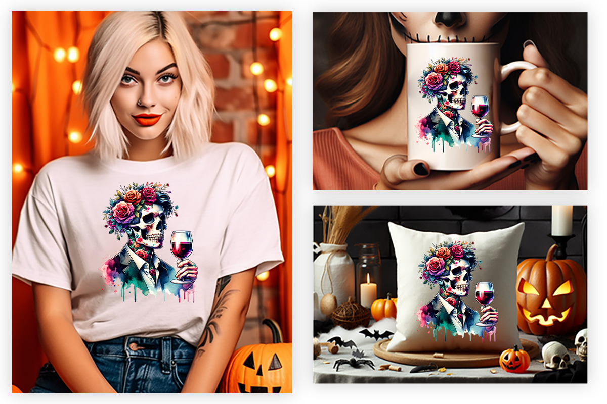 Halloween Spooky Skull Man Clipart, a Seasonal Illustration by Creative Arslan (Photo 4 of 7)