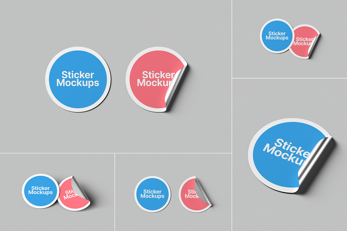 Round Sticker Mockups, a Print Template by artimasa (Photo 1 of 6)