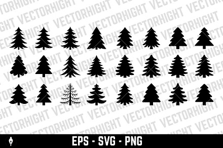 Set of pine tree icons
