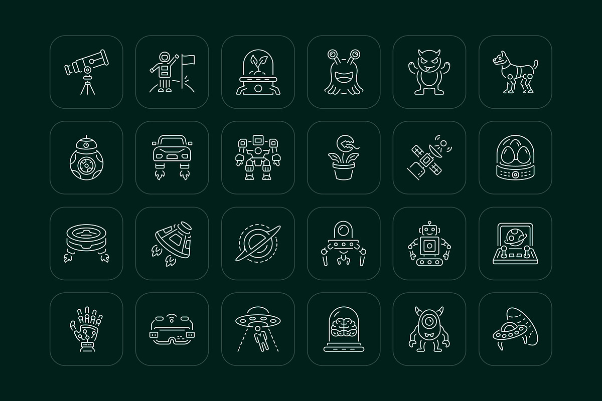 Animated Alien and Sci Fi Icon Set, an Outline Icon by Prosymbols (Photo 3 of 4)
