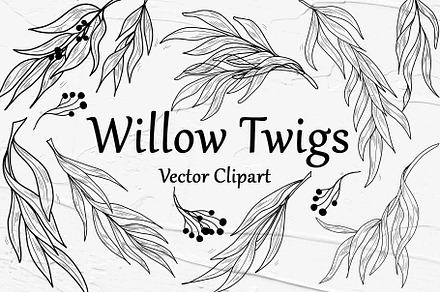Willow Twigs SVG Clipart, an Object Graphic by BarvArt