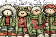 Whimsical Christmas, Teddy, Clipart, an Animal Illustration by Black Bird Studio (Thumbnail 1 of 6)