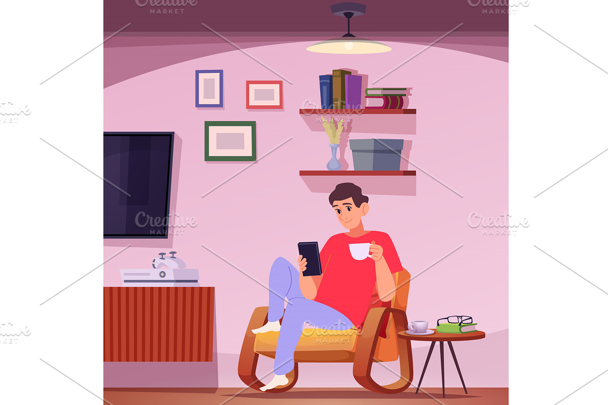 Sitting on armchair. man with, a Technology Illustration by Onyx