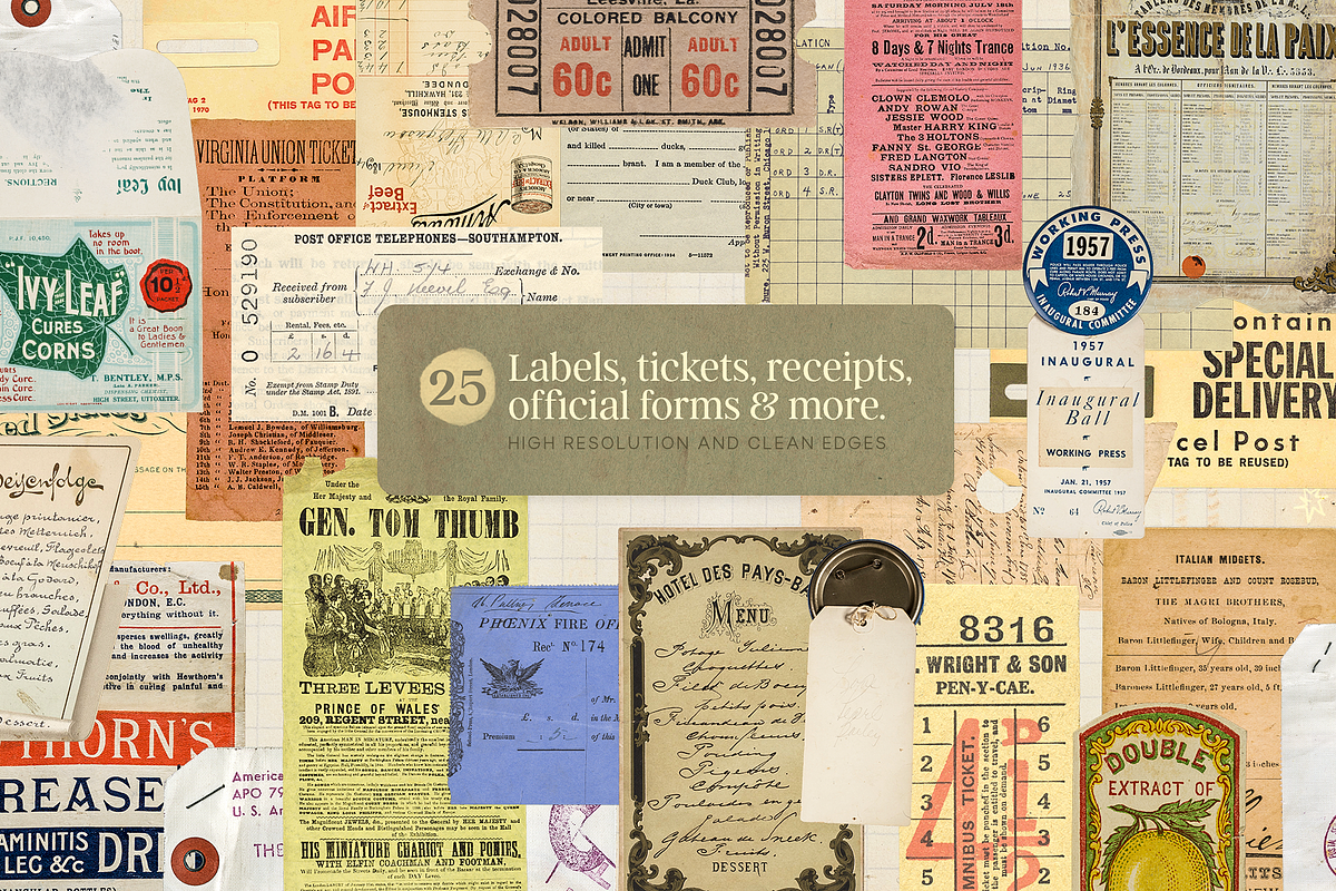 (170) Vintage Ephemera Paper Pack, an Object Graphic by The Ephemera Mercadito (Photo 5 of 8)