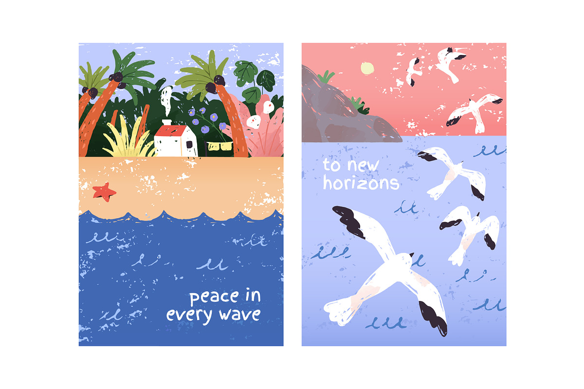 Tropical island landscapes posters, a Seasonal Illustration by PaperTrident (Photo 2 of 4)