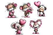 Valentine Whimsical Animals Clipart, an Illustration by Dream Creation (Thumbnail 7 of 8)