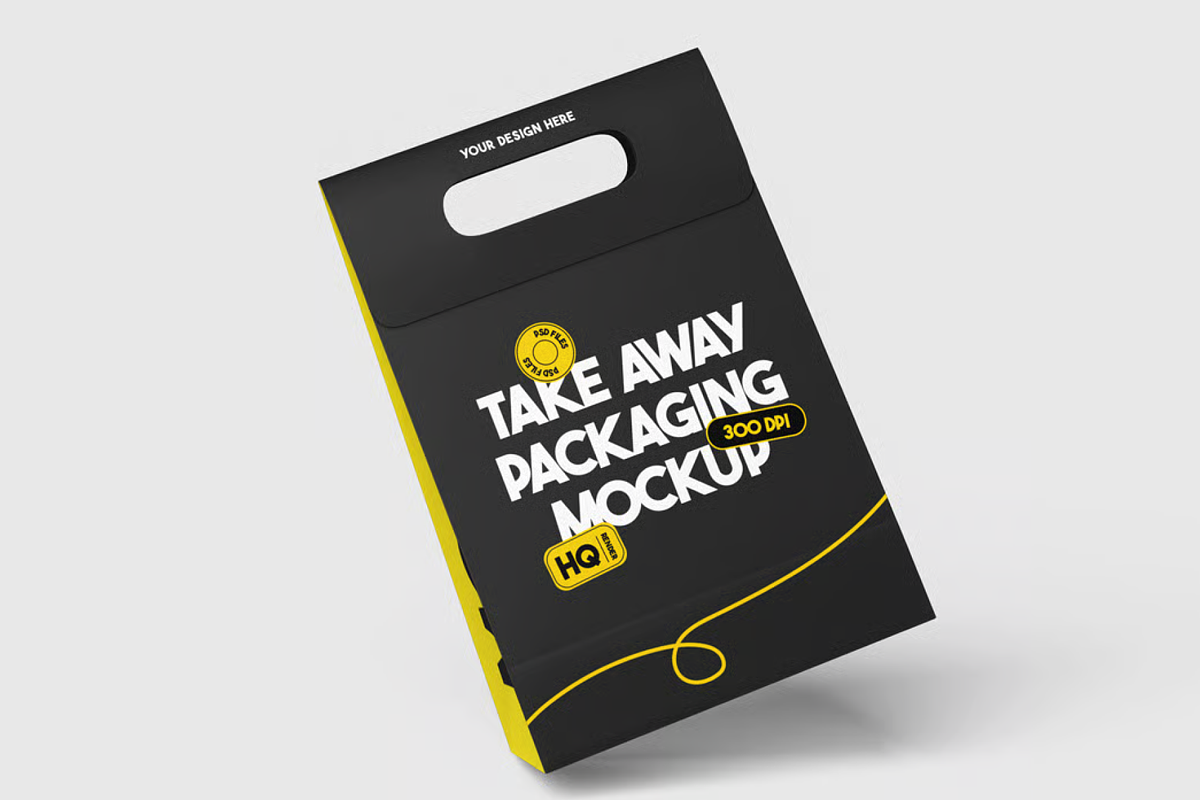 Takeaway Paper Bag Mockup, a Packaging Mockup by graphicsauce (Photo 4 of 4)