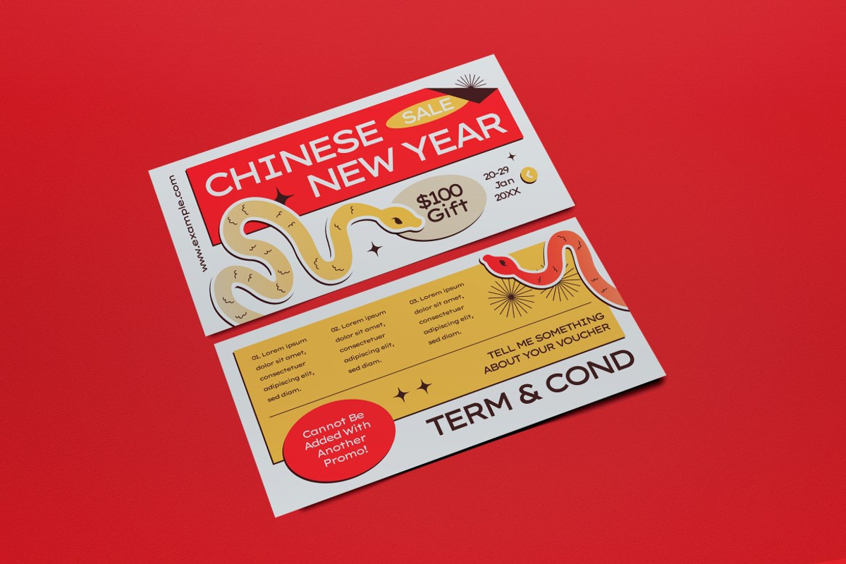 Yellow Chinese New Year Sale Voucher, a Card Template by graphicook (Photo 2 of 3)