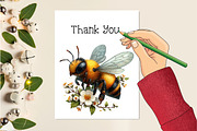 Whimsical Summer Honey Bees Clipart, an Animal Illustration by Creative Art (Thumbnail 7 of 8)