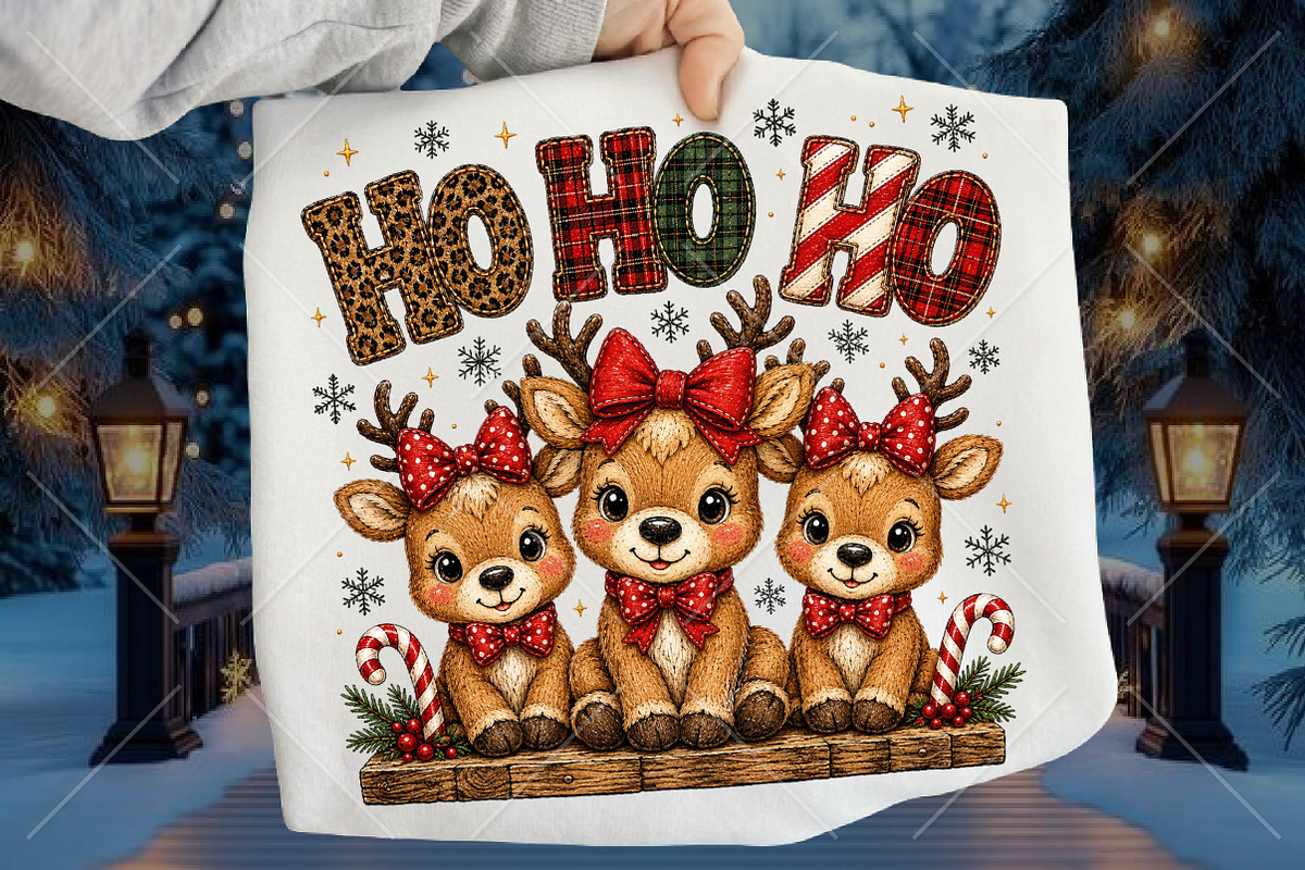 Ho Ho Ho Christmas Reindeer PNG, a Seasonal Illustration by Canvas Craft (Photo 1 of 6)