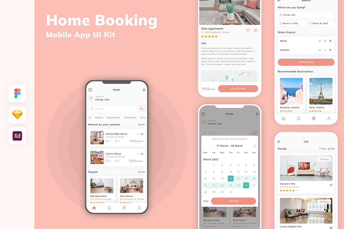 Home Booking Mobile App UI Kit, an UI Kit Template by uicube