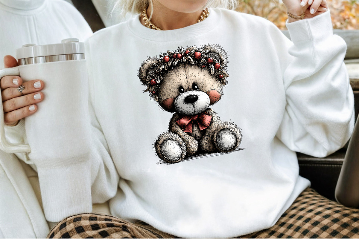 Watercolor Christmas Teddy Bear Clip, an Animal Illustration by Sublimation Artist (Photo 4 of 6)