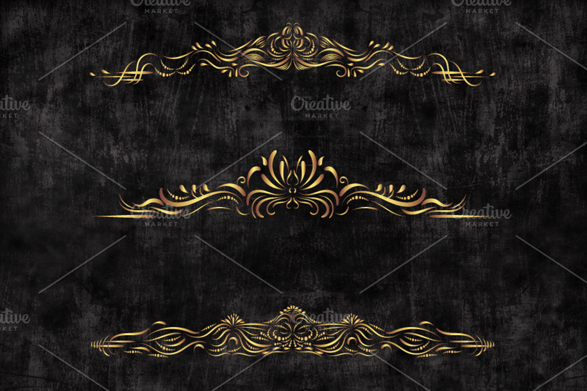 Gold text divider border clip art, a Decorative Illustration by Pravokrugulnik (Photo 3 of 7)