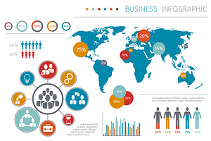 Business World Map Infographic