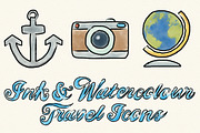 Ink and Watercolor Travel Icons, an Icon by Marmalade Moon (Thumbnail 1 of 3)
