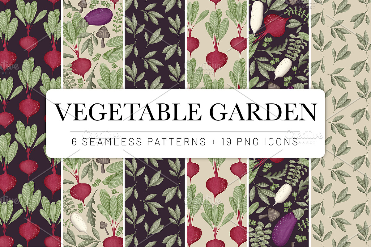 Vegetable Garden Patterns & Icons, a Pattern Graphic by Serineh Eliasian (Photo 1 of 4)