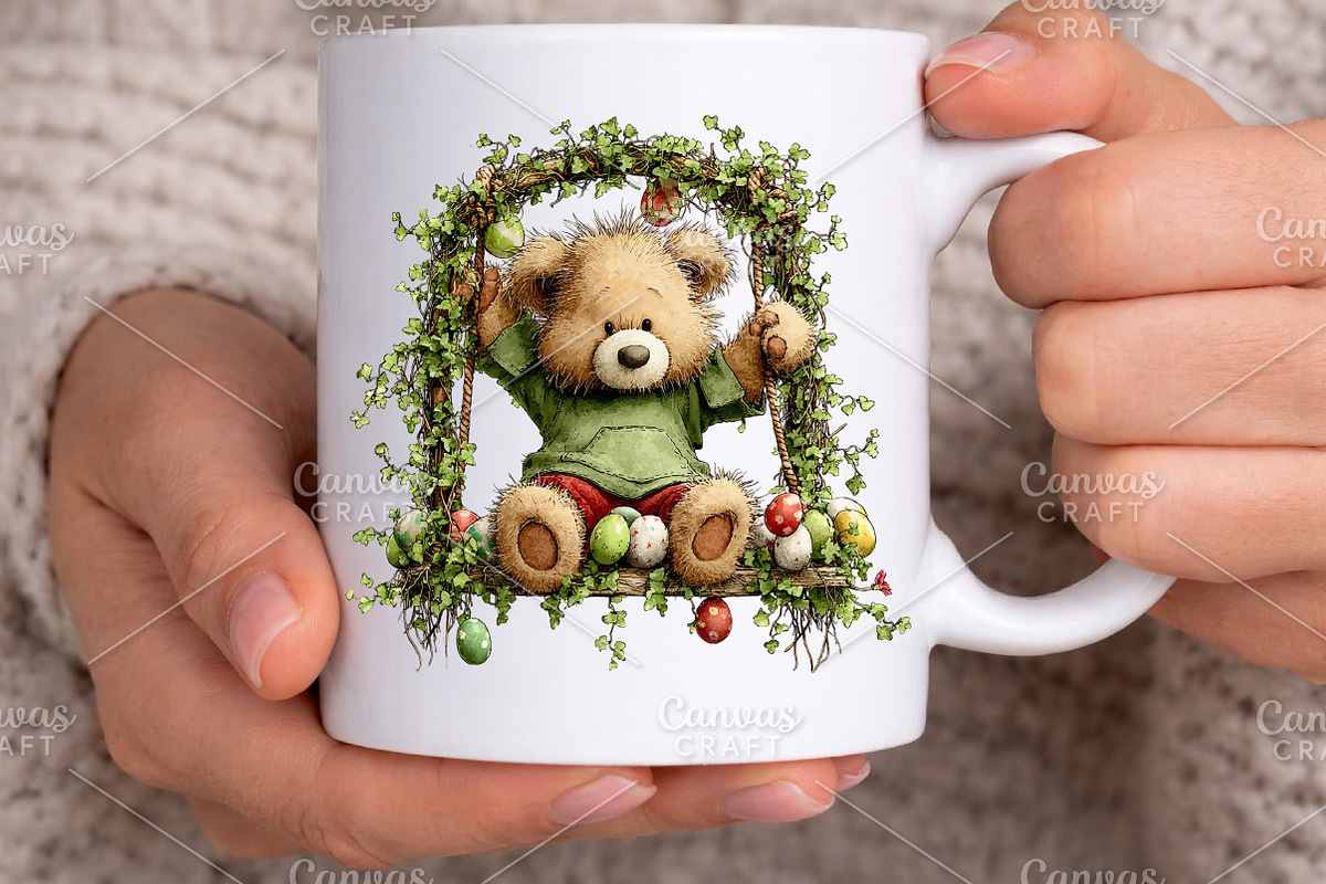 Whimsical Easter Teddy Bear Clipart, an Illustration by Canvas Craft (Photo 5 of 7)