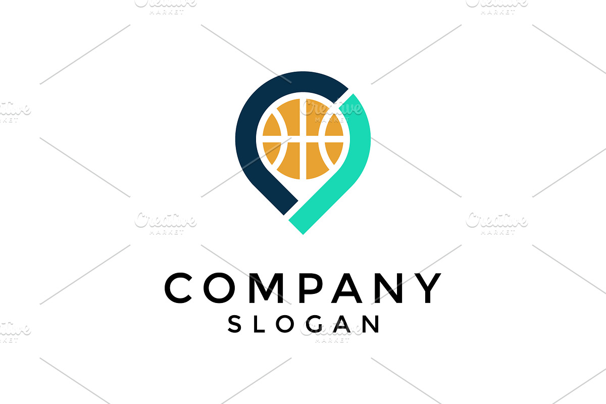 modern sleek pin location basketball, a Branding & Logo Template by Rasagama Studio